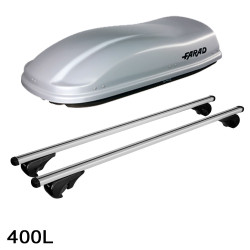 Coffre de toit Marlin 400 Litres GRIS et barres de toit Peugeot 307 Break - 2002 à 2008