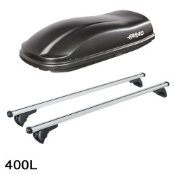 Coffre de toit Marlin 400 Litres noir et barres de toit Seat Leon ST - 2014 à 2016