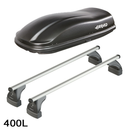 Coffre de toit Marlin 400 Litres noir et barres de toit Citroen C4 3 portes - 2005 à 2010