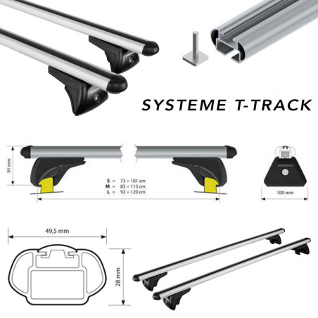 Barres aluminium pour Volkswagen ID.4 5 portes A partir de 2020 Fixation sur Rails