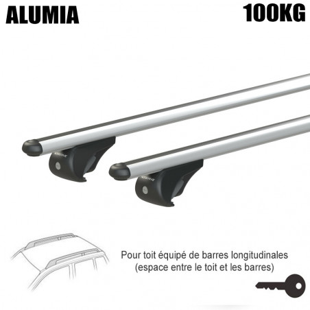 Barres aluminium pour Alfa Romeo 156 Sportwagon Tous types 2000 à 2007.Fixation sur barres longitudinales