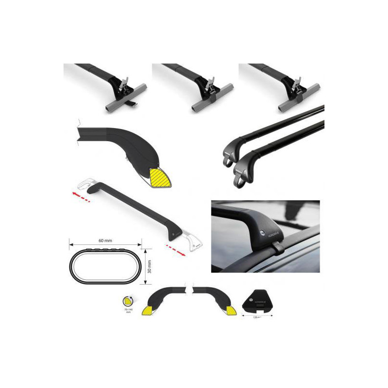 Barres acier pour Citroen C3 Aircross  Tous Types A partir de 2021. Fixation sur barres longitudinales