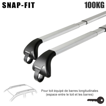 Barres aluminium pour Citroen C3 Aircross  Tous Types A partir de 2021. Fixation sur barres longitudinales