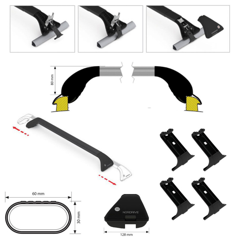 Barres aluminium pour Citroen C5 X 5 portes A partir de 2021. Fixation sur Rails