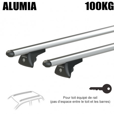 Barres aluminium pour Fiat 500X Sans toit panoramique A partir de 2015.Fixation sur Rails