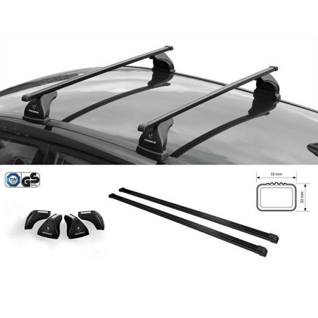 Barres acier ecnomique Mercedes Classe C 4 portes 2007 à 2014. Fixation sur point ancrage d'origine