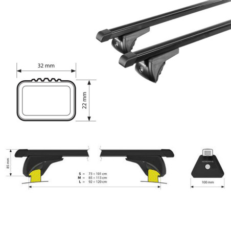 Barres acier pour Opel Insignia Country Tourer 2013 à 2017. Fixation sur Rails