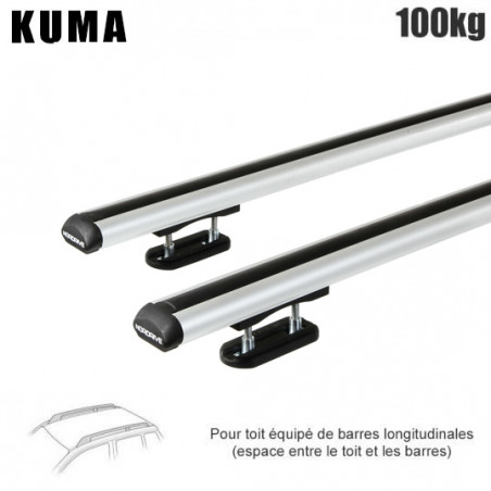 Barres aluminium pour Skoda Roomster Tous Types 2006 à 2015.Fixation sur barres longitudinales