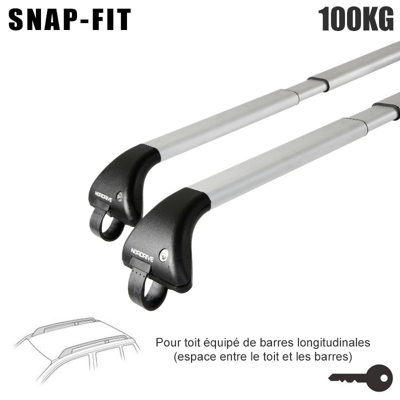 Barres aluminium pour Ssangyong Korando Tous Types A partir de 2019. Fixation sur barres longitudinales