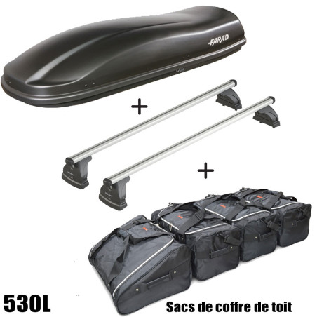 Coffre de toit Marlin 530 Litres Noir - barres de toit - sacs de coffre Alfa Romeo Giulia Sans toit panoramique A partir de 2016