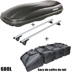 Coffre de toit Marlin 680 Litres Noir - barres de toit - sacs de coffre Volkswagen Tiguan Allspace Tous Types A partir de 2017