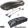 Coffre de toit Marlin 680 Litres Noir - barres de toit - sacs de coffre Volkswagen Tiguan Allspace Tous Types A partir de 2017