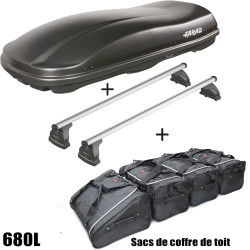 Coffre de toit Marlin 680 Litres Noir - barres de toit - sacs de coffre Fiat 500L Wagon Avec toit panoramique A partir de 2017