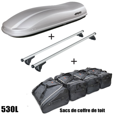 Coffre de toit Marlin 530 Litres GRIS - barres de toit - sacs de coffre Hyundai Tucson Avec toit panoramique A partir de 2015