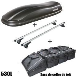 Coffre de toit Marlin 530 Litres Noir - barres de toit - sacs de coffre Nissan Qashqai Avec toit panoramique A partir de 2021