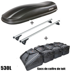 Coffre de toit Marlin 530 Litres Noir - barres de toit - sacs de coffre Hyundai Tucson Avec toit panoramique A partir de 2015