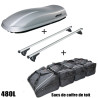 Coffre de toit Marlin 480 Litres GRIS - barres de toit - sacs de coffre Hyundai Tucson Avec toit panoramique A partir de 2015