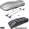 Coffre de toit Marlin 680 L GRIS - barres de toit - sacs de coffre Alfa Romeo Stelvio Sans toit panoramique A partir de 2017