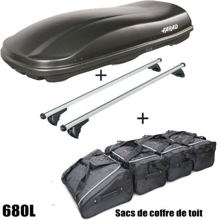 Coffre de toit Marlin 680 L Noir - barres de toit - sacs de coffre Alfa Romeo Stelvio Avec toit panoramique A partir de 2017