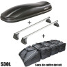 Coffre de toit Marlin 530 Litres Noir - barres de toit - sacs de coffre Kia Cee'd 5 portes Sans toit panoramique 2007 à 2012