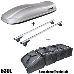 Coffre de toit Marlin 530 Litres GRIS - barres de toit - sacs de coffre Volvo V60 Cross Country Tous Types A partir de 2018