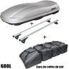 Coffre de toit Marlin 680 Litres GRIS - barres de toit - sacs de coffre Volvo V90 Cross Country Tous Types A partir de 2016