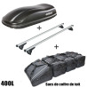 Coffre de toit Marlin 400 Litres noir - barres de toit - sacs de coffre Nissan Qashqai Sans toit panoramique - 2014 à 2021