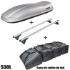 Coffre de toit Marlin 530 Litres GRIS - barres de toit - sacs de coffre Fiat Panda City Cross Tous Types A partir de 2014