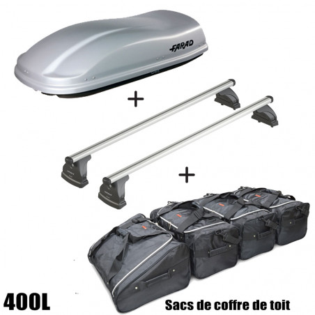 Coffre de toit Marlin 400 Litres GRIS - barres de toit - sacs de coffre Peugeot 5008 Tous Types Sauf Allure - 2009 à 2016