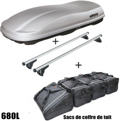 Coffre de toit Marlin 680 Litres GRIS - barres de toit - sacs de coffre Ford Transit Courier Tous Types A partir de 2014