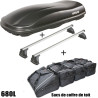 Coffre de toit Marlin 680 Litres Noir - barres de toit - sacs de coffre Nissan Qashqai Sans toit panoramique 2007 à 2014
