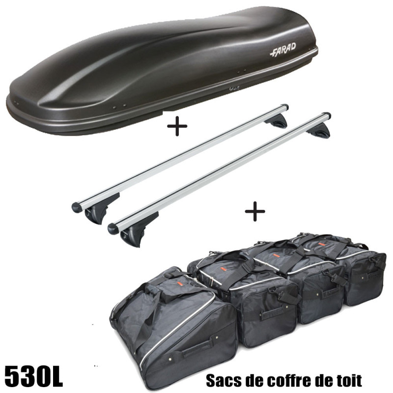 Coffre de toit Marlin 530 Litres Noir - barres de toit - sacs de coffre Mitsubishi Space Wagon Tous Types 1998 à 2004