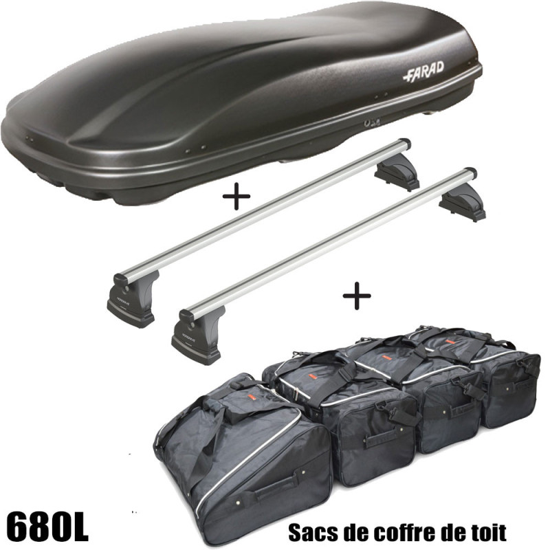 Coffre de toit Marlin 680 Litres Noir - barres de toit - sacs de coffre Ford S-Max  Sans toit panoramique 2006 à 2015
