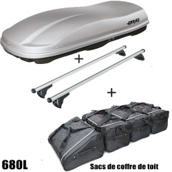 Coffre de toit Marlin 680 Litres GRIS - barres de toit - sacs de coffre Bmw Serie 2 F45 Active Tourer 2014 à 2021