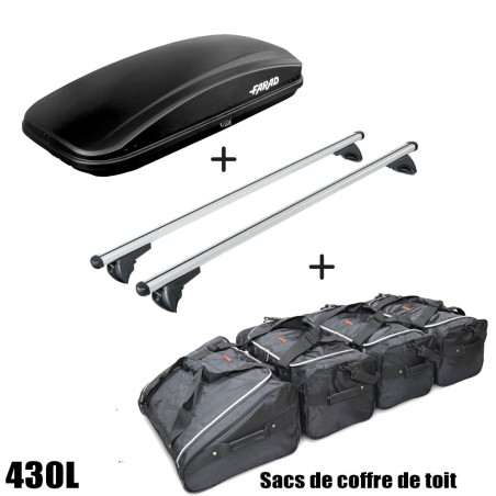 Coffre de toit CRUB 430 Litres Noir - barres de toit - sacs de coffre Dacia Sandero Stepway 5 portes 2013 à 2021