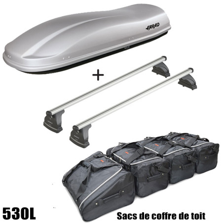 Coffre de toit Marlin 530 Litres GRIS - barres de toit - sacs de coffre Citroen C1 Airscape 5 portes 2014 à 2018