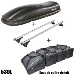 Coffre de toit Marlin 530 Litres noir - barres de toit - sacs de coffre Mercedes GLC Tous Types A partir de 2022