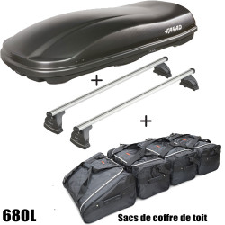 Coffre de toit Marlin 680 Litres Noir - barres de toit - sacs de coffre Toyota C-HR Tous Types A partir de 2016