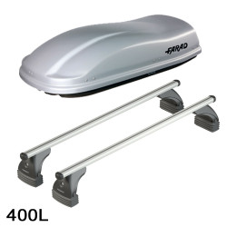 Coffre de toit Marlin 400 Litres GRIS et barres de toit Fiat Punto Evo  Sans toit ouvrant 3 portes 2009 à 2012