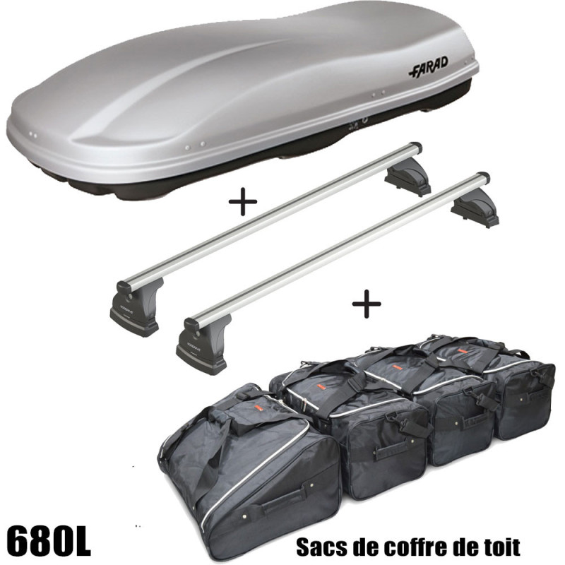 Coffre de toit Marlin 680 Litres GRIS - barres de toit - sacs de coffre Renault Clio A partir de 2019 5 portes
