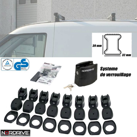 4 barres Acier Volkswagen Transporter T5 2003 à 2015 - Chassis : Court - Sauf profil rainuré