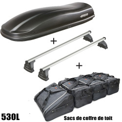 Coffre de toit Marlin 530 Litres Noir - barres de toit - sacs de coffre Skoda Scala 5 portes A partir de 2019