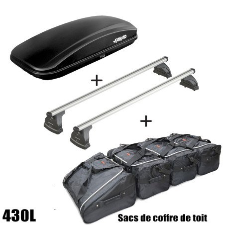Coffre de toit CRUB 430 Litres Noir - barres de toit - sacs de coffre Nissan Micra 5 portes A partir de 2017