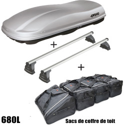 Coffre de toit Marlin 680 Litres GRIS - barres de toit - sacs de coffre Fiat Freemont Tous Types 2011 à 2016