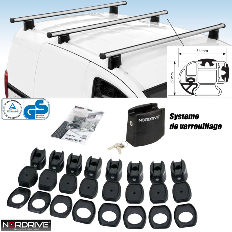 4 barres Aluminium Volkswagen Transporter T6 2015 à 2019 - Chassis : Court
