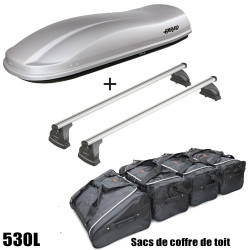 Coffre de toit Marlin 530 Litres GRIS - barres de toit - sacs de coffre Ford Fusion Tous Types 2002 à 2012