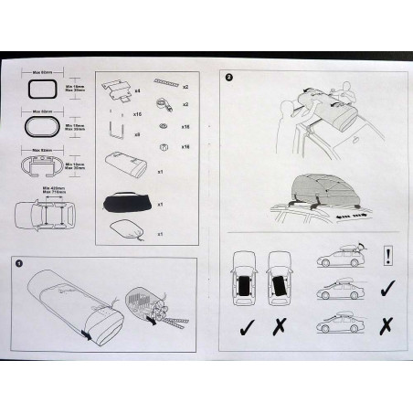 Coffre de toit Pliable 320 Litres Noir et barres de toit Citroen Berlingo Multispace 5 portes 2008 à 2018