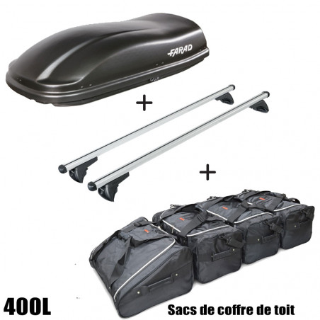 Coffre de toit Marlin 400 Litres noir - barres de toit - sacs de coffre Jaguar X-Type Break - 2004 à 2009