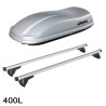 Coffre de toit Marlin 400 Litres GRIS et barres de toit Renault Grand Scenic 7 places - A partir de 2016
