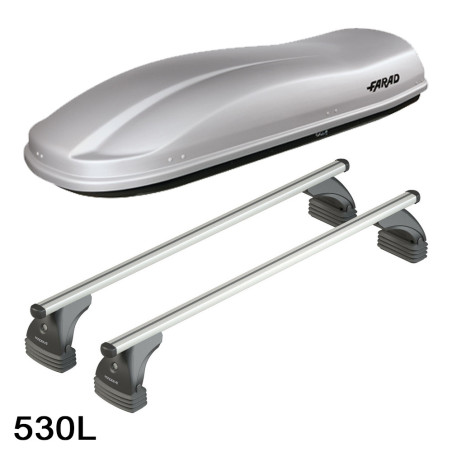 Coffre de toit Marlin 530 Litres GRIS et barres de toit Audi Q2 Tous types A partir de 2016